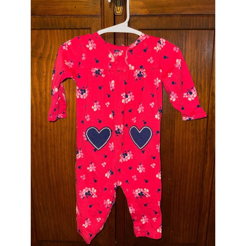 Just One You Carter's Baby Girls Pink Floral Heart Romper One Piece 6M